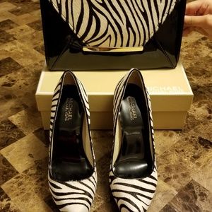 MICHEAL KORS CALF HAIR ZEBRA PRINT HEELS
